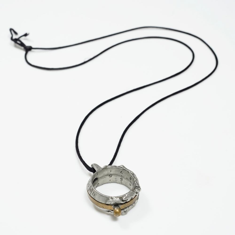 Sundial Ring Pendant Necklace Carpe Diem Rotating Silver Brass Tone